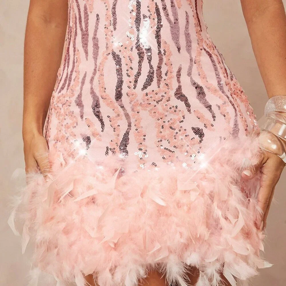 Pink Elegant Women's Mini Dress - Picture 7 of 8
